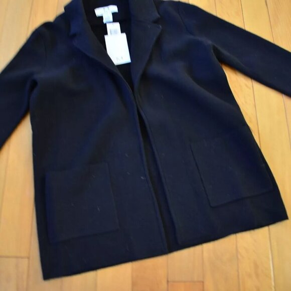 MAGASCHONI Black Open Front Jacket Cardigan Wool Blend Size S NWT Black - Picture 6 of 8
